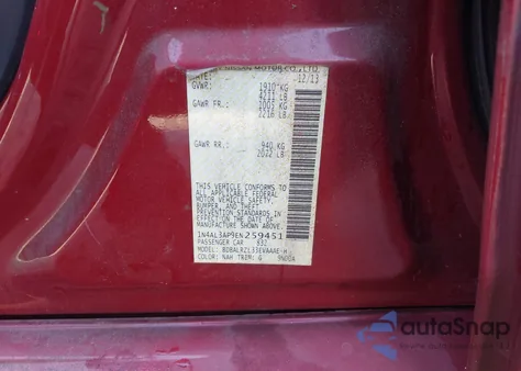 2014 Nissan Altima 2.5 S from USA, damaged, VIN 1N4AL3AP9EN259451